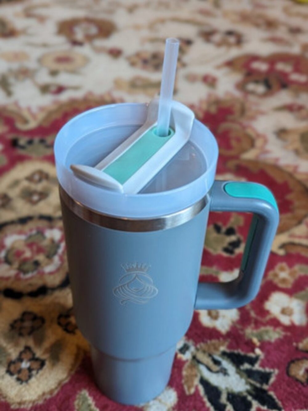 Gray stainless steel travel mug/ tumbler/ car cup